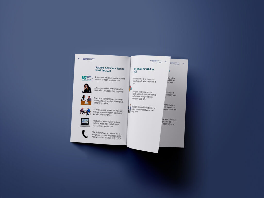 An internal spread from the National Advocacy Service Annual Report 2022