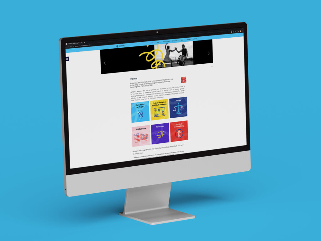 Maynooth DANCING website homepage displayed on a desktop computer